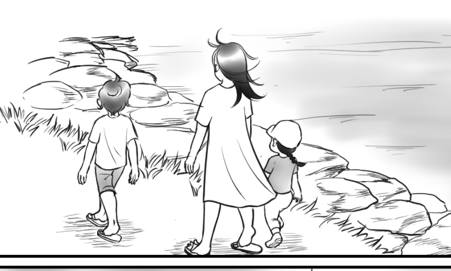 子供達との思い出のつまった道をお散歩…。思わずズッコケた娘の行動！